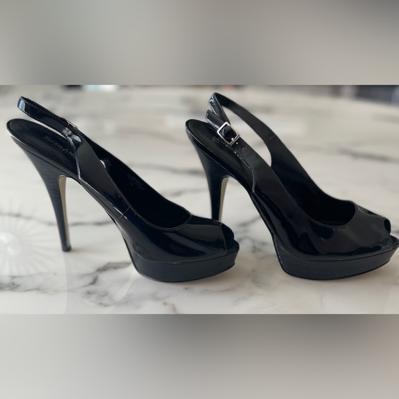 Enzo Angiolini Black Patent Platform Slingbacks unworn - Picture 3 of 12